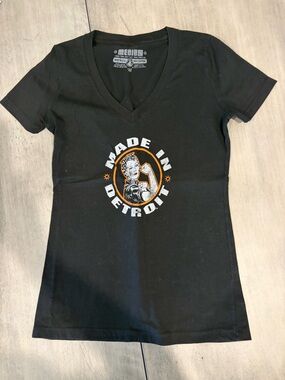Made in Detroit Black V-Neck Graphic Tee